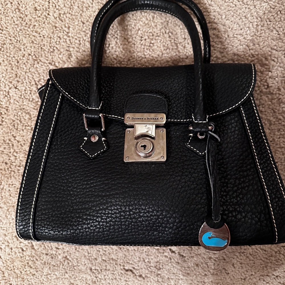 Dooney & Bourke Black Leather Satchel with Vintage Charm